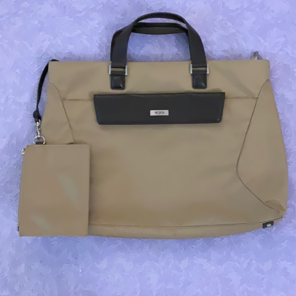 Tumi Tan and Black Briefcase with Durable Design
